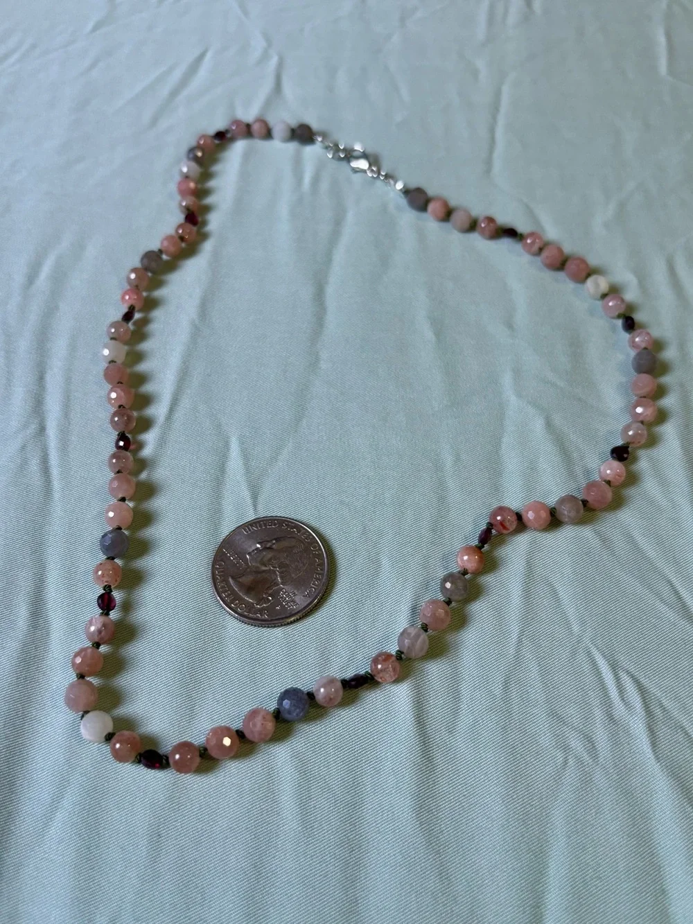 Peach Moonstone necklace. - Picture 12 of 13